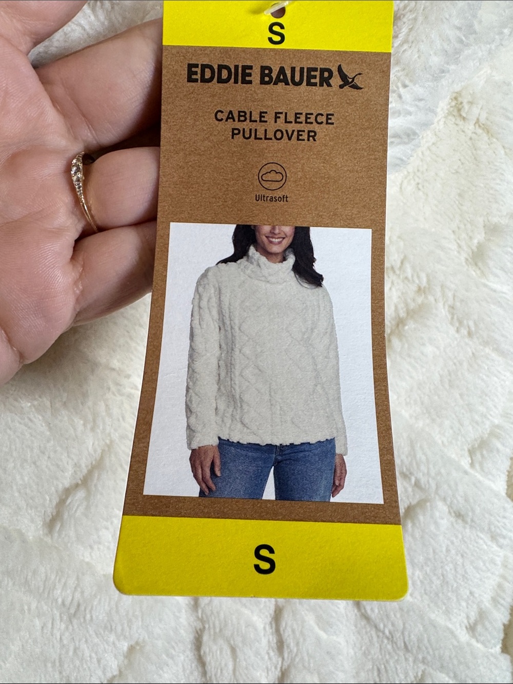 Eddie Bauer Womens Sweater Cable Knit S Plush Funnel Neck Cozy Fleece - Picture 3 of 7